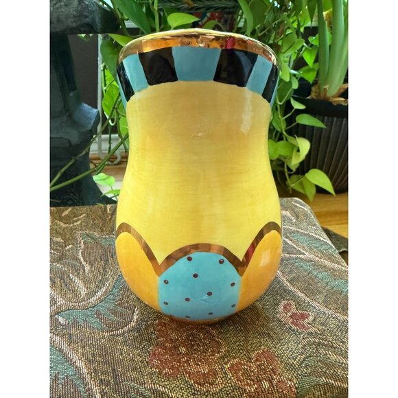 Colorful Hand-Painted Seymour Mann Carnaby Street Ceramic Pitcher With Stripes - Picture 5 of 6